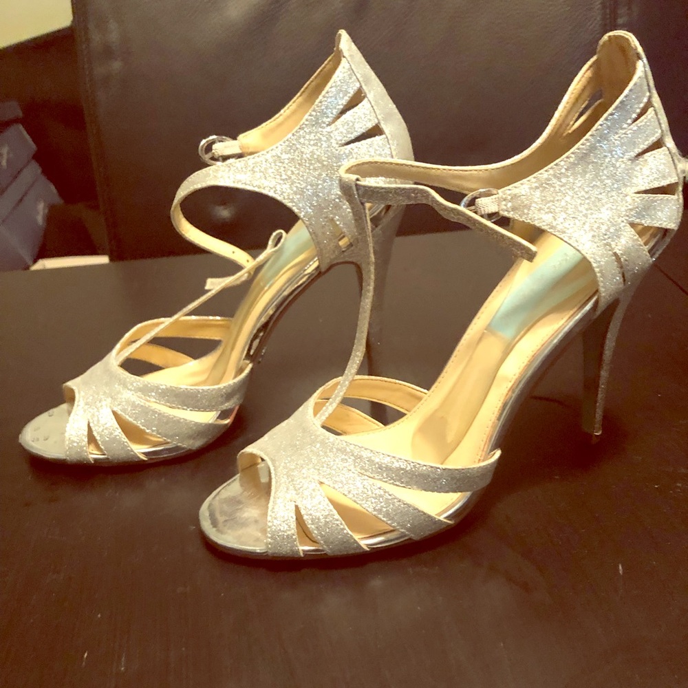 Blue by Betsy Johnson Glitter T-strap stilettos